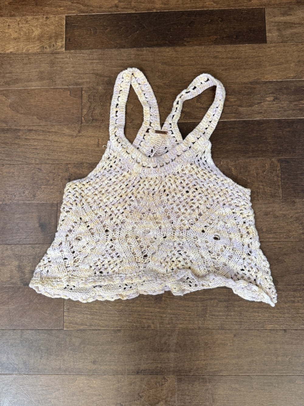 Free people pastel crochet crop tank top small